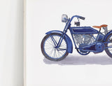 Blue Motorcycle Watercolor Print, DIGITAL DOWNLOAD