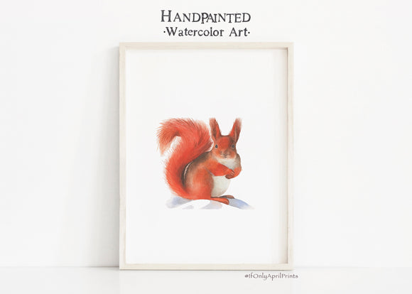 Squirrel Watercolor Art, INSTANT DOWNLOAD