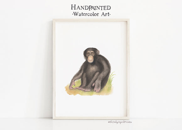 Monkey Watercolor print, INSTANT DOWNLOAD