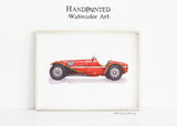 Vintage Red Racing Car Watercolor Print, DIGITAL DOWNLOAD