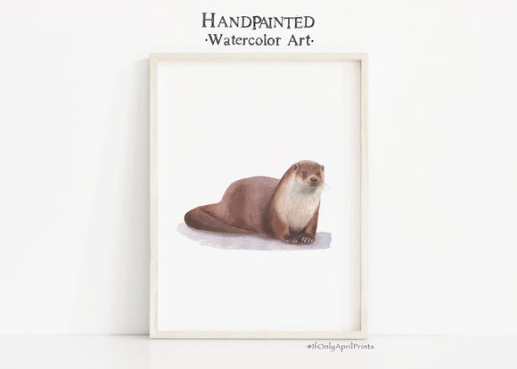 Otter Watercolor Art print, INSTANT DOWNLOAD