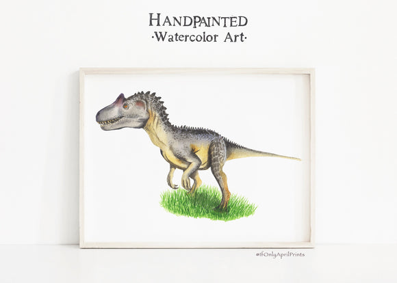 Watercolor Allosaurus Dinosaur Nursery Illustration