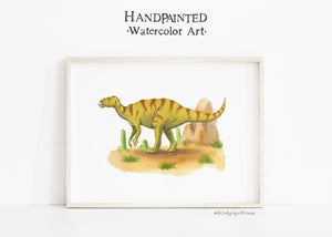 Iguanodon Watercolor Dinosaur Illustration, INSTANT DOWNLOAD