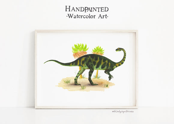 Watercolor Massospondylus Dinosaur Illustration