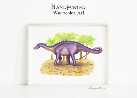 Quaesitosaurus Watercolor Dinosaur Nursery Illustration, INSTANT DOWNLOAD