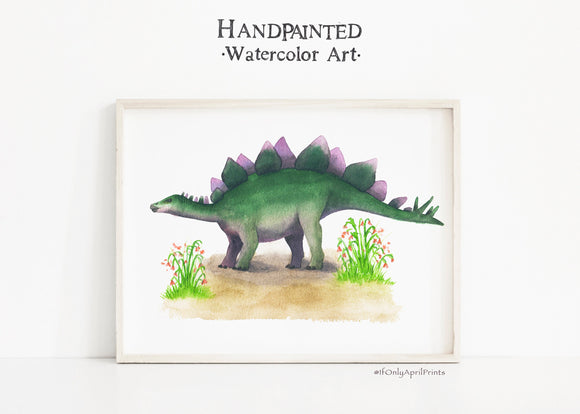 Stegosaurus Watercolor Dinosaur Illustration