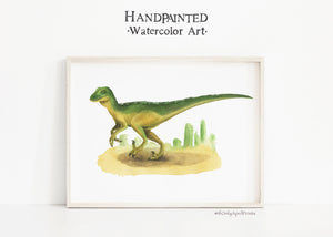 Velociraptor Watercolor Dinosaur Illustration, INSTANT DOWNLOAD
