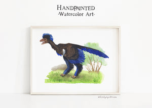 Xiaotingia Watercolor Dinosaur Illustration, INSTANT DOWNLOAD