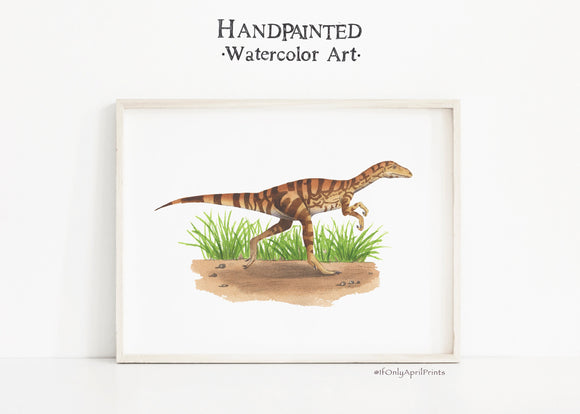 Watercolor Coelophysis Dinosaur Nursery Illustration