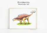 Watercolor Euoplocephalus Dinosaur Nursery Illustration