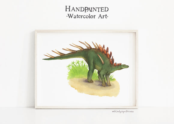 Kenteosaurus Watercolor Dinosaur Illustration, INSTANT DOWNLOAD
