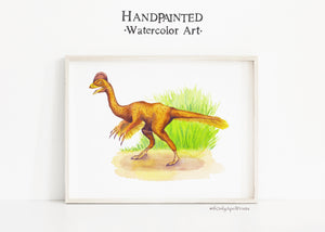 Oviraptor Watercolor Dinosaur, instant download