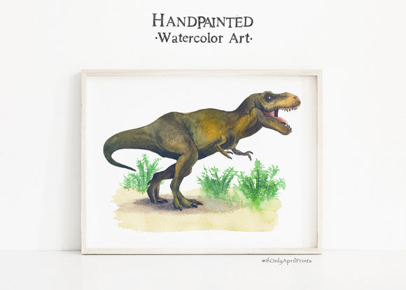 Tiranosaur Rex Watercolor Dinosaur Illustration, INSTANT DOWNLOAD