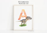 Letter A, Allosaurus dinosaur print