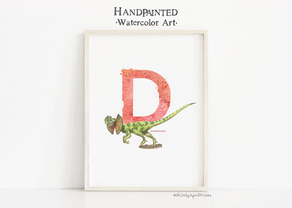 Letter D, Dilophosaurus Dinosaur print