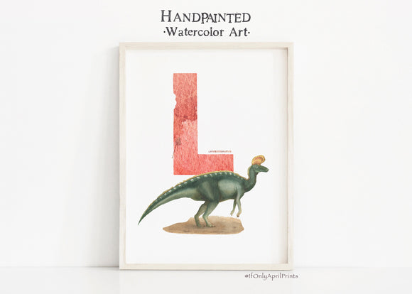 Letter L, Lambeosaurus Dinosaur print