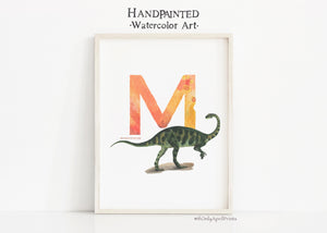 Letter M, Massospondylus Dinosaur print