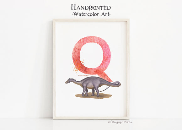 Letter Q, Quaesitosaurus Dinosaur print