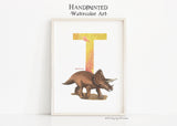 Letter T, Triceratops Dinosaur print