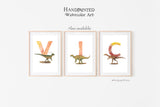 Letter V, Velociraptor Dinosaur print