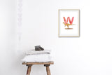 Letter W, Wannanosaurus Dinosaur print