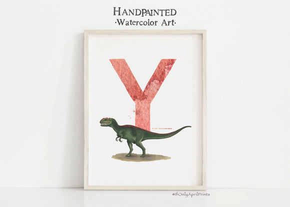 Letter Y, Yangchuanosaurus Dinosaur print