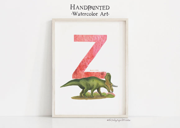 Letter Z, Zuniceratops Dinosaur print