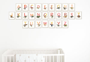 Set of 26 Alphabet Letters, Watercolor Dinosaur Instant download