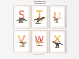 Set of 26 Alphabet Letters, Watercolor Dinosaur Instant download