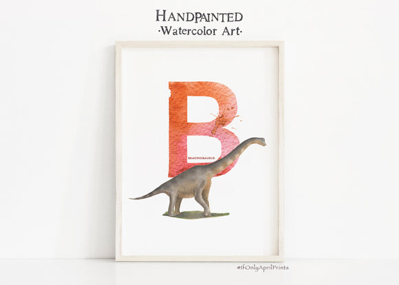 Letter B, Brachiosaurus dinosaur print