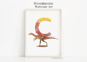 Letter C, Allosaurus dinosaur print