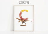 Letter C, Allosaurus dinosaur print