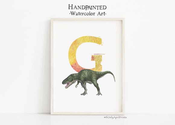 Letter G, Giganotosaurus Dinosaur print