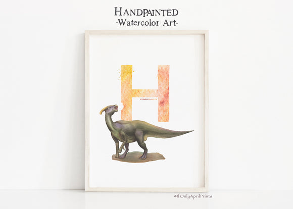 Letter H, Hypacrosaurus Dinosaur print