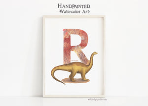 Letter R, Riojasaurus Dinosaur print