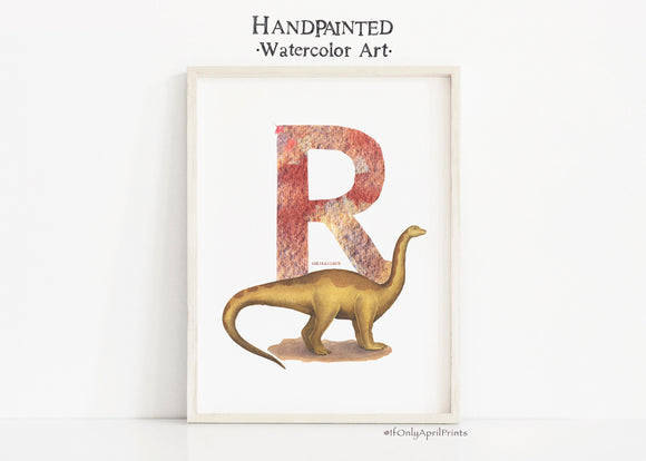Letter R, Riojasaurus Dinosaur print