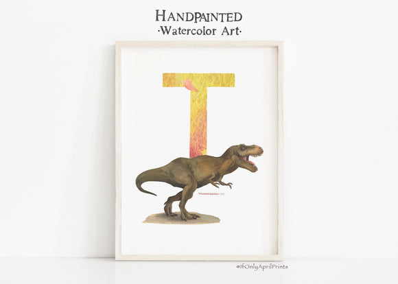 Letter T, Tyrannosaurus Rex Dinosaur print