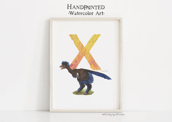 Letter X, Xiaotingia Dinosaur print
