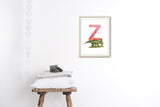 Letter Z, Zuniceratops Dinosaur print