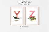 Set of 26 Alphabet Letters, Watercolor Dinosaur Instant download