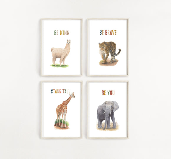 Set of 4 prints, animals print for kids